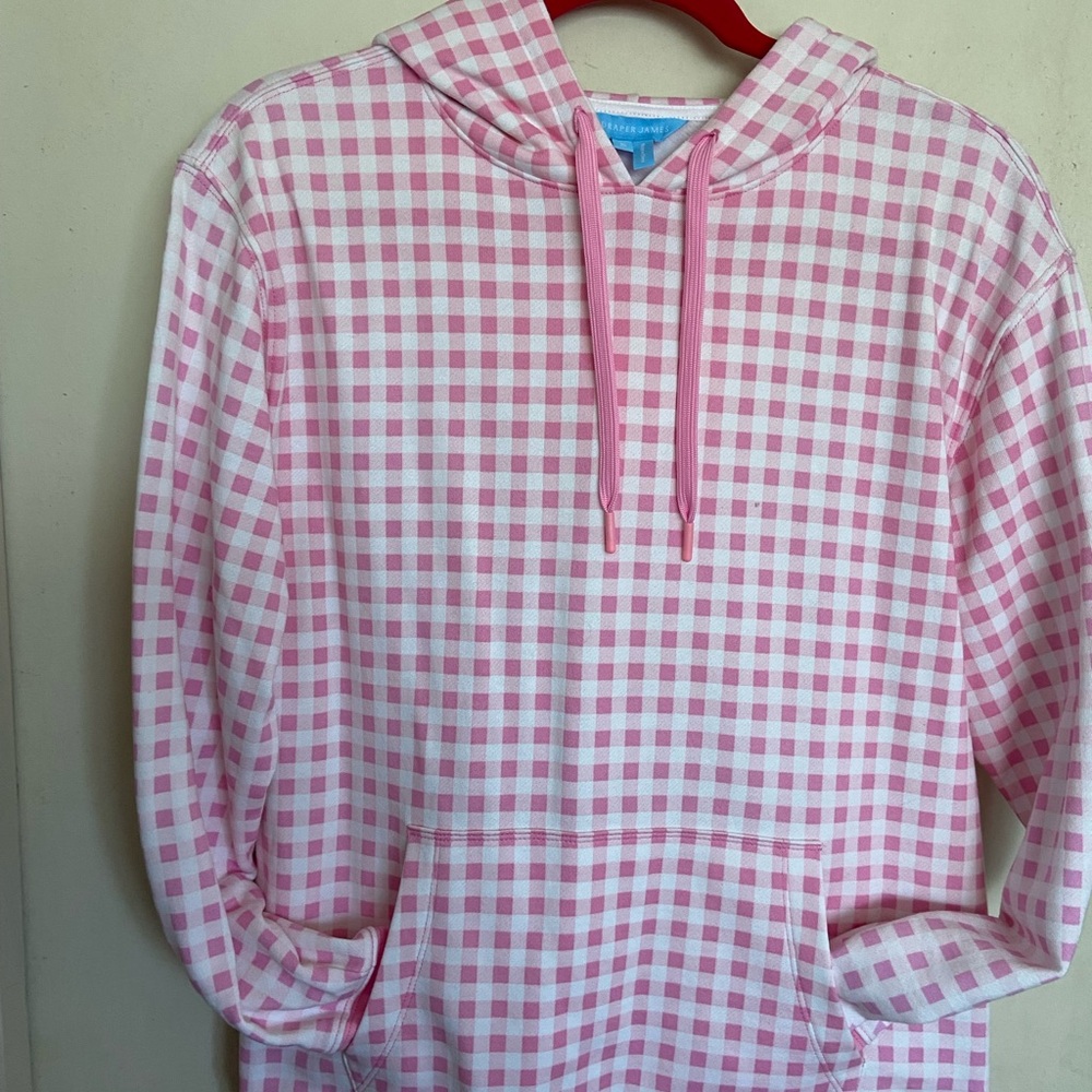 Draper James Pink and White Gingham Hoodie